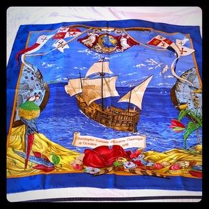 Authentic Hermès silk scarf 90cm carré Blue multi